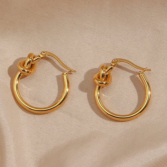 “Eternal Knot” 18K Gold Plated Hoop Earrings