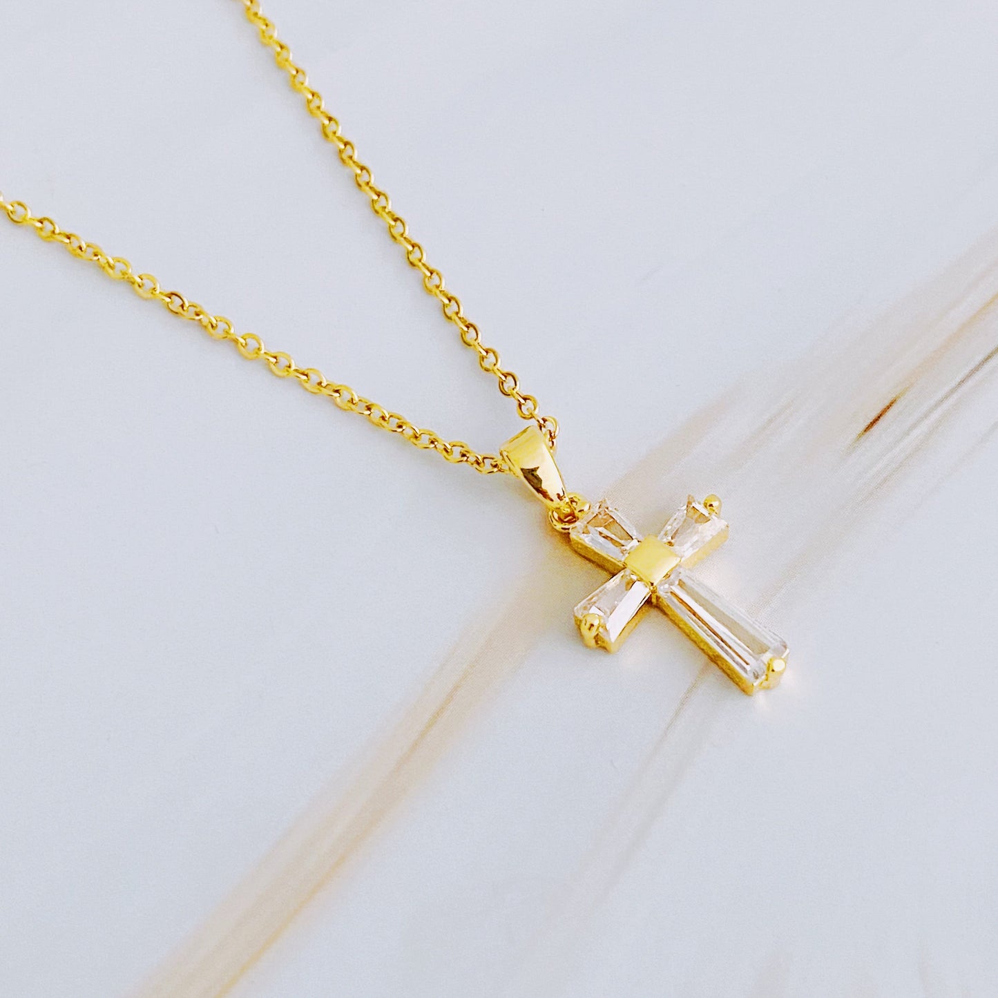 “Illuminated Cross” 18K Gold Plated Necklace