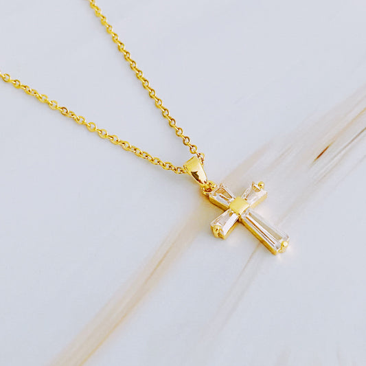 “Illuminated Cross” 18K Gold Plated Necklace