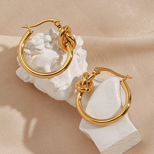 “Eternal Knot” 18K Gold Plated Hoop Earrings