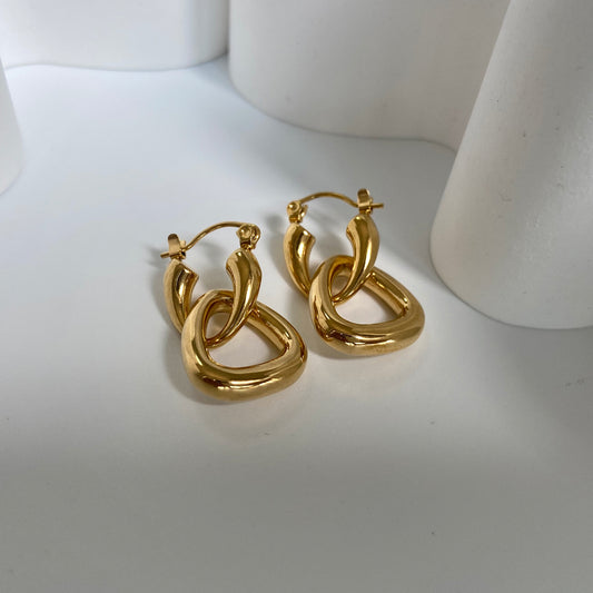 “Link Drop Pyramid” 18K Gold Plated Earrings