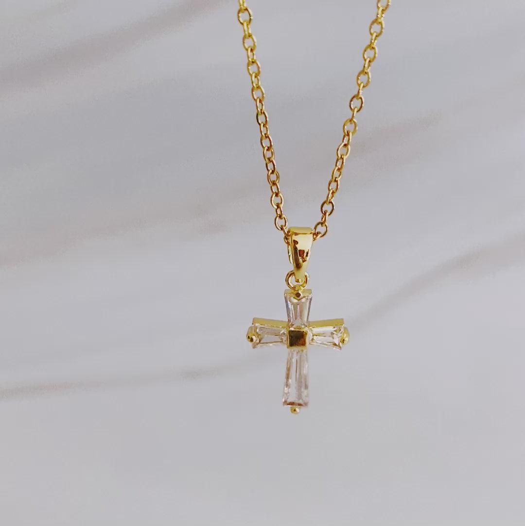 “Illuminated Cross” 18K Gold Plated Necklace